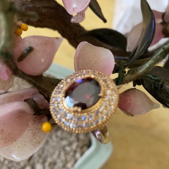 Vintage 925 natural bloody ruby & white sapphire ring